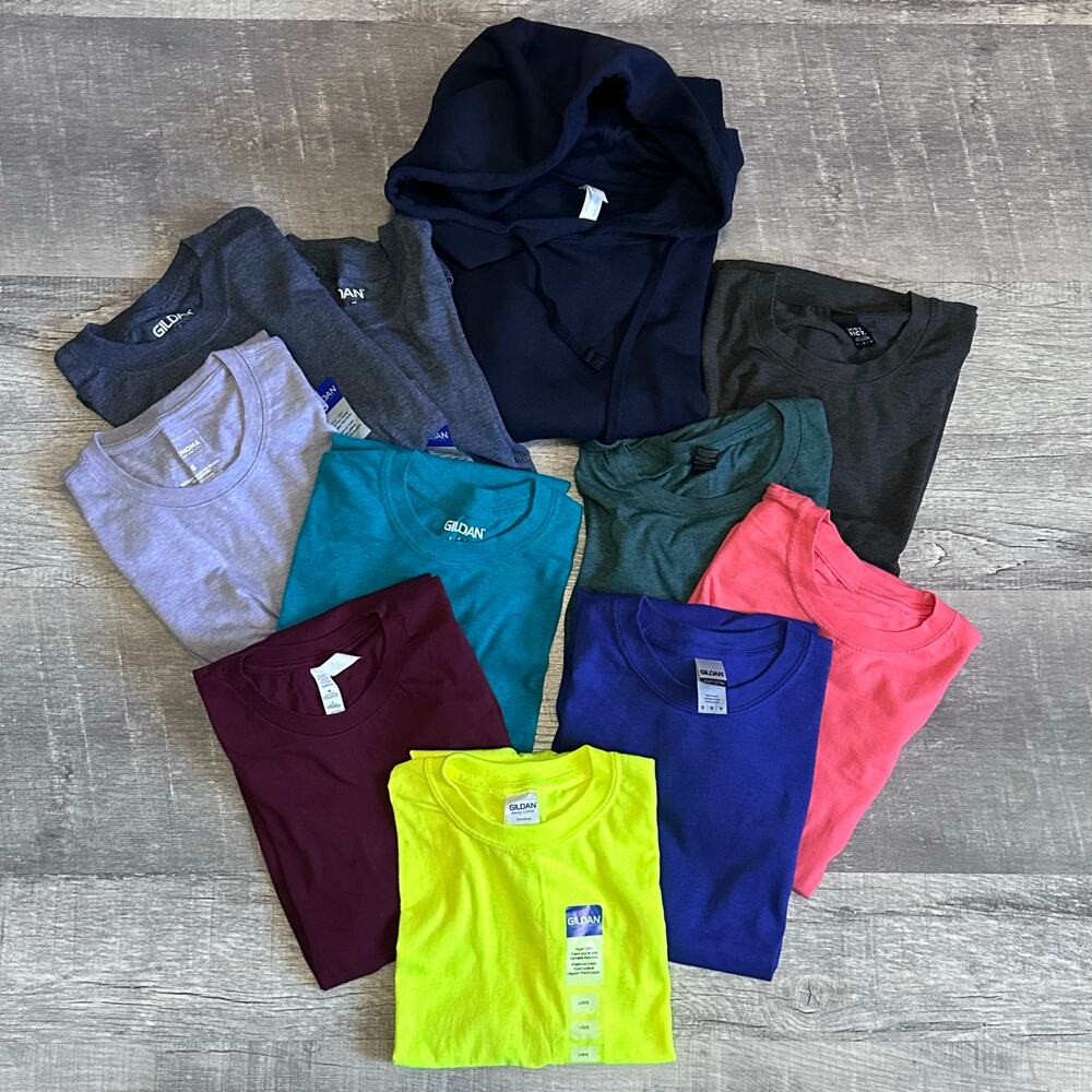 11 Piece Lot Blank T Shirt Bundle Craft Plain Multi Size & Color Hoodie (1)